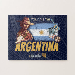 Puzzle Argentine gaucho vintage avec drapeau de football