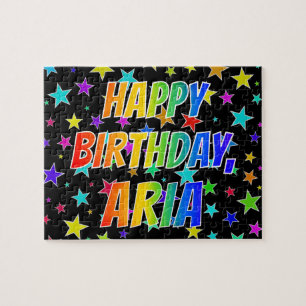 Puzzle "ARIA" Prénom, amusant "HEUREUX ANNIVERSAIRE"
