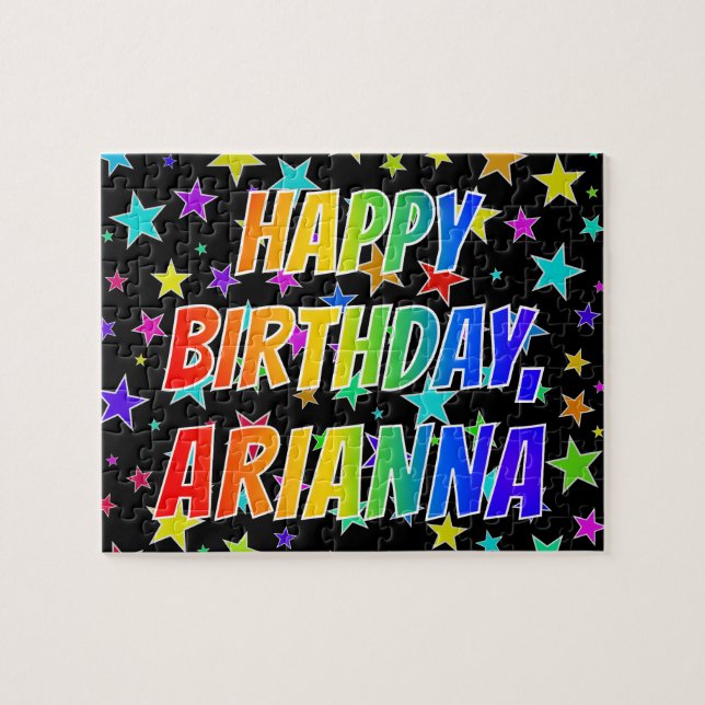Puzzle "ARIANNA" Prénom, Amusant "HEUREUX ANNIVERSAIRE" (Horizontal)