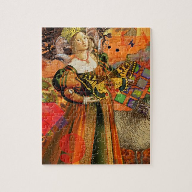 Puzzle Aries Orange Woman : Collage d'art antique gothiqu (Vertical)