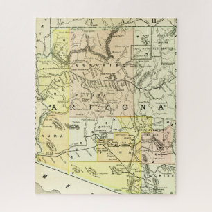 Puzzle Arizona Antique Carte Voyage État & Villes Coloré