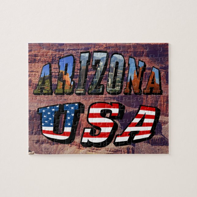 Puzzle Arizona Picture et USA Flag Text (Horizontal)