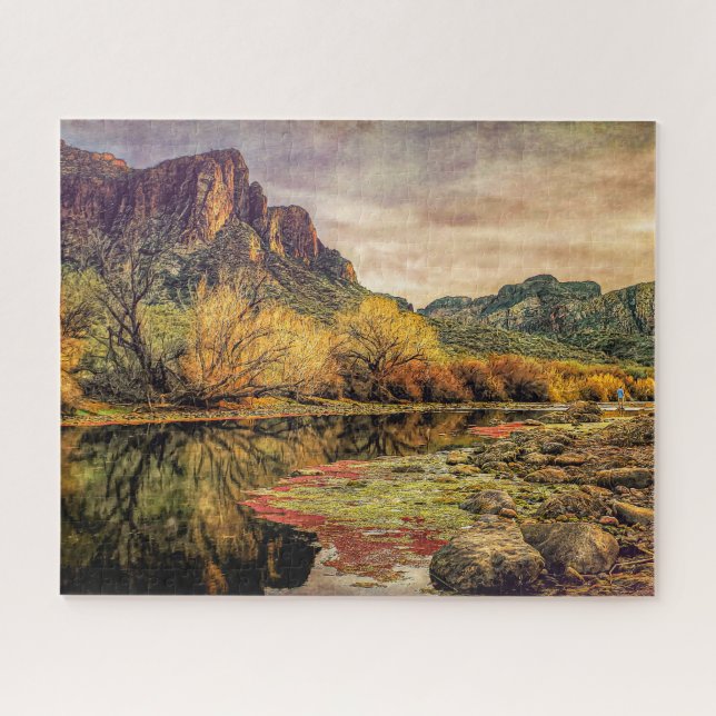 Puzzle Arizona River Sonoran Desert Mountains Art numériq (Horizontal)