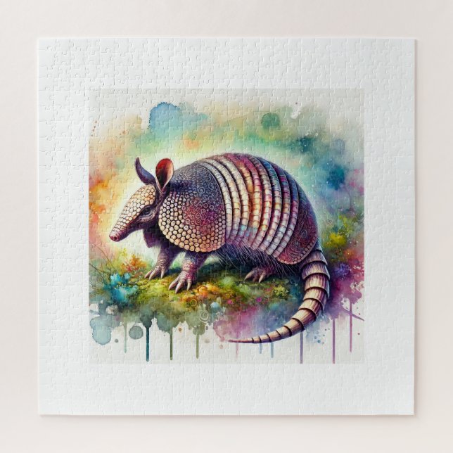 Puzzle Armadillo in Watercolor 070724AREF102 - Watercolor (Vertical)