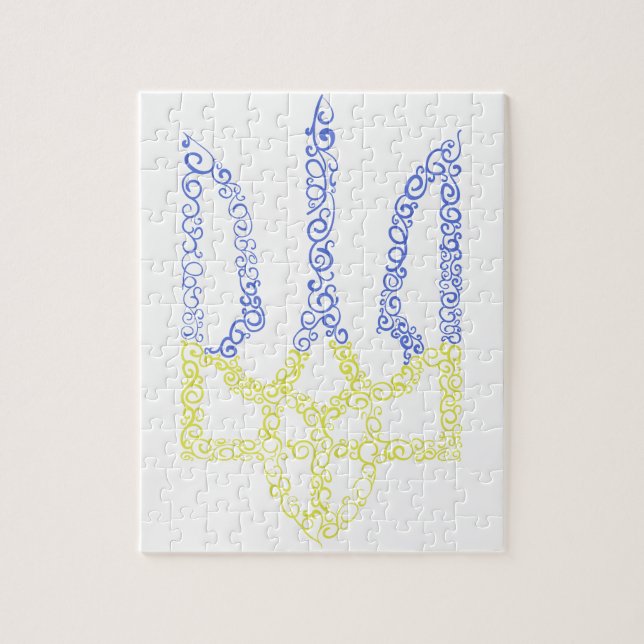 Puzzle Armoiries de l'Ukraine trident motif de la spirale (Vertical)