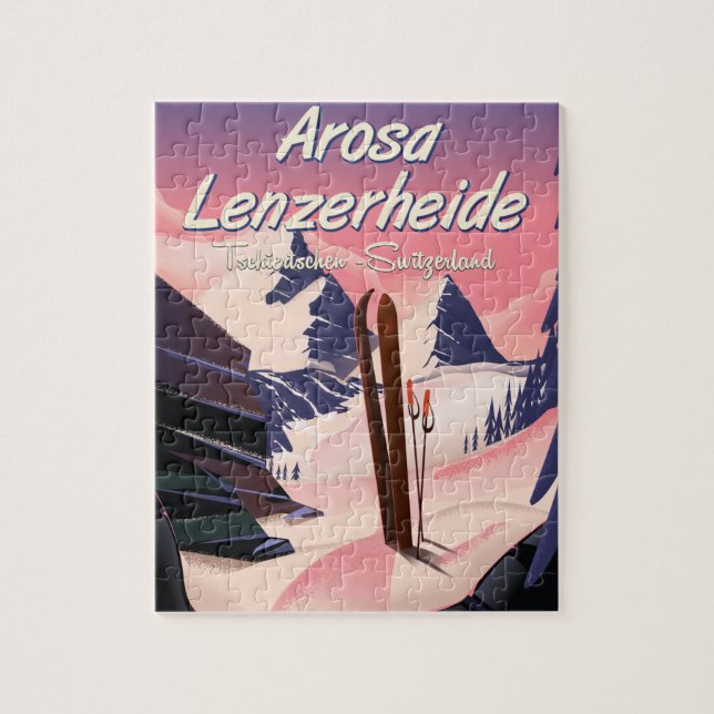 Puzzle Arosa Lenzerheide, poster suisse de ski. (Vertical)
