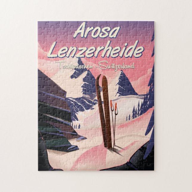 Puzzle Arosa Lenzerheide,Suisse affiche de ski. Aimant (Vertical)