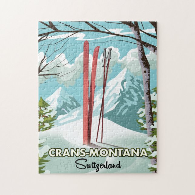 Puzzle Arosa Lenzerheide, Suisse affiche de ski. Aimant J (Vertical)