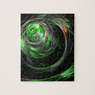 Puzzle Around the World Green Abstract Art