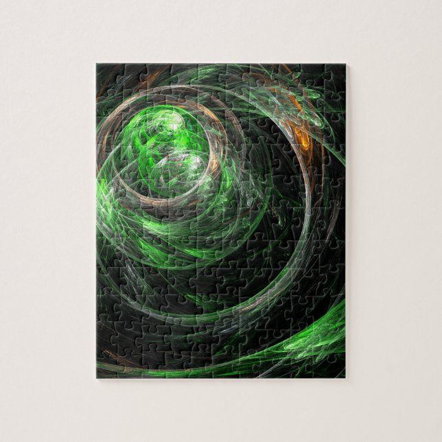 Puzzle Around the World Green Abstract Art (Vertical)