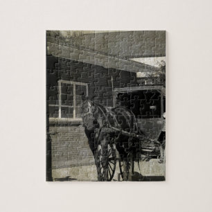 Puzzle Arrêtez pour un sort, Cheval Amish au panneau stop