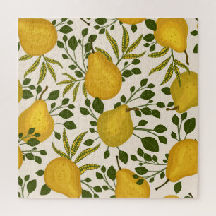 Puzzle Arrière - plan blanc Feuille de poires jaunes