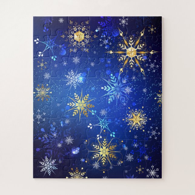 Puzzle Arrière - plan Bleu XMAS avec des flocons de neige (Vertical)
