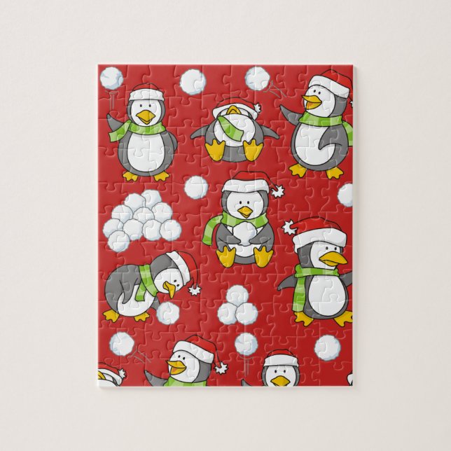 Puzzle Arrière - plan de pingouins de Noël (Vertical)