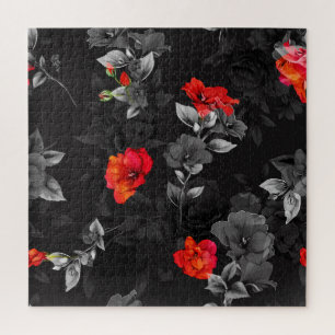 Puzzle Arrière - plan noir Amaryllis Floral sans joint