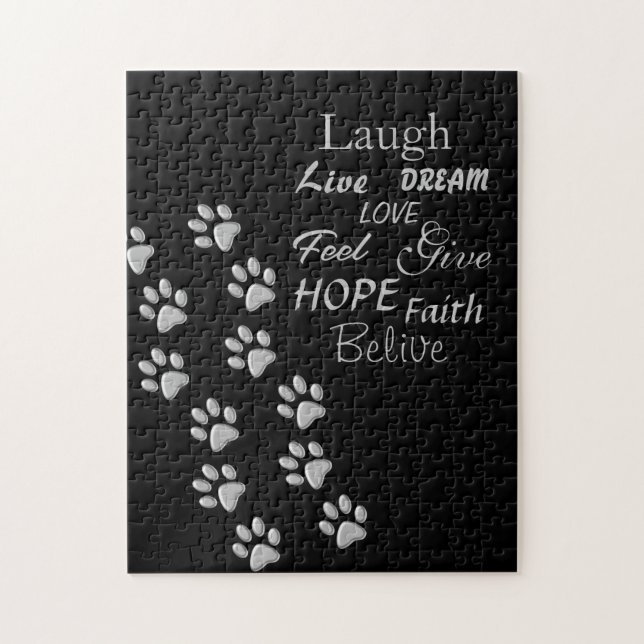 Puzzle Arrière - plan noir Silver Dog Paws Motif d'impres (Vertical)