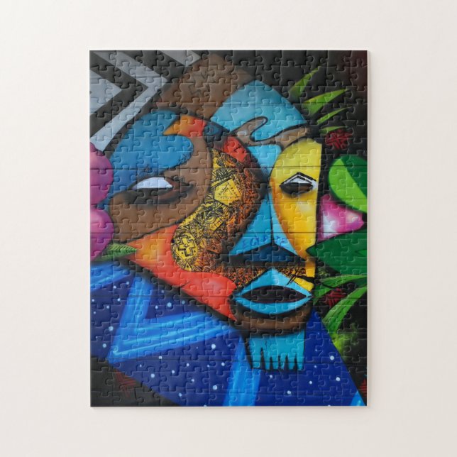 Puzzle Art Abstrait coloré en Masque Africain (Vertical)