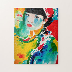 Puzzle Art Abstrait coloré Japonaise Femme