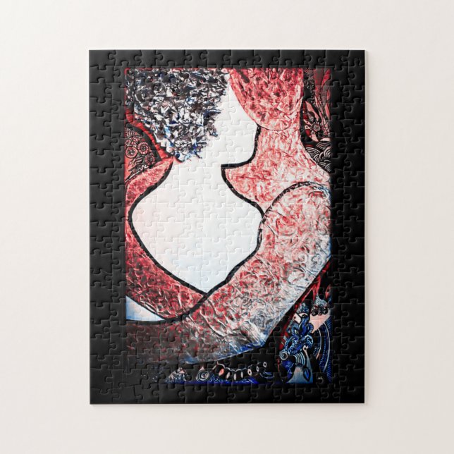 Puzzle Art Abstrait couple interracial dans l'amour embra (Vertical)