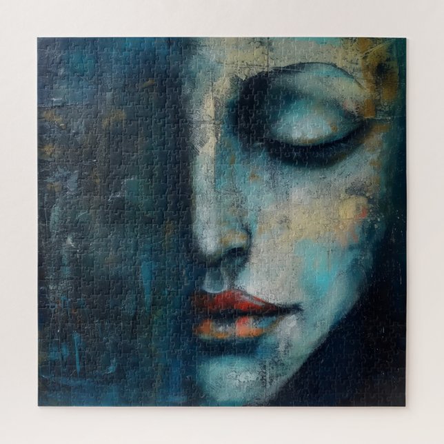 Puzzle Art abstrait femme bleue (Vertical)