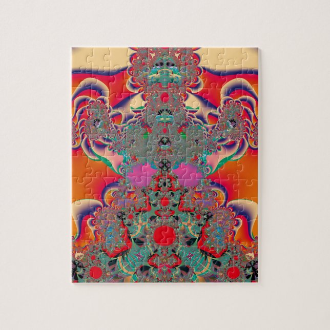 Puzzle Art abstrait fractal de méditation rouge (Vertical)