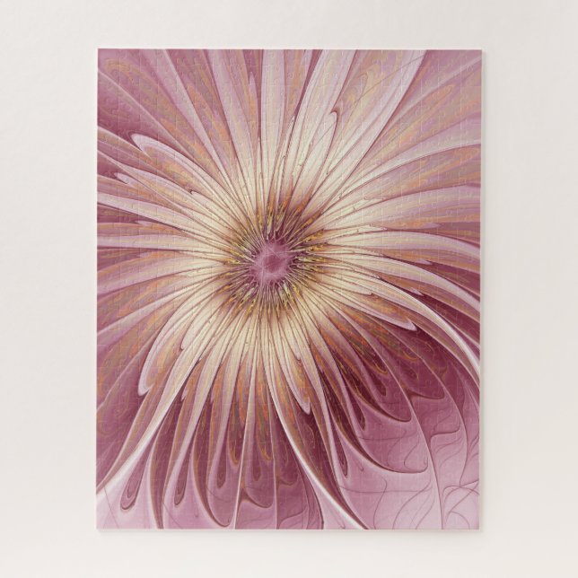 Puzzle Art Abstrait Fractal Fleur & Tons de Bourgogne (Vertical)