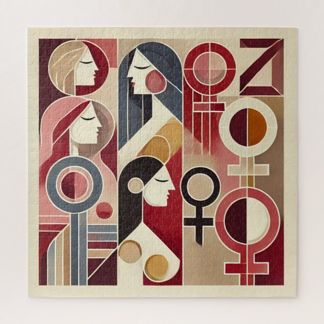 Puzzle Art Abstrait Géométrique Célébrant les Femmes (Vertical)