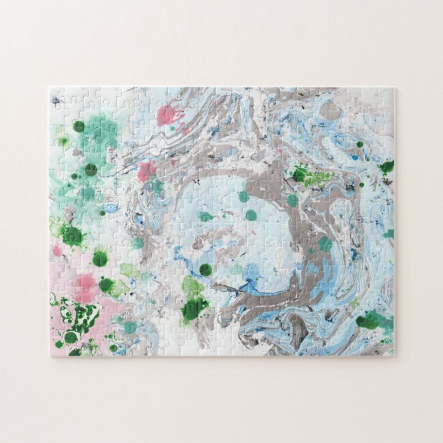 Puzzle Art Abstrait Modèle moderne rose bleu vert couleur (Horizontal)