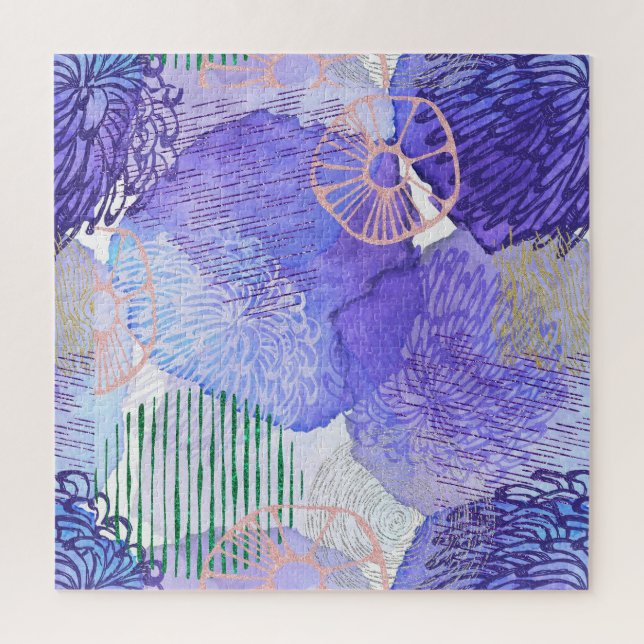 Puzzle Art abstrait moderne bleu et violet (Vertical)