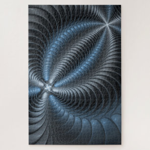 Puzzle Art abstrait moderne fractal bleu gris plastique 3