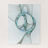 Puzzle Art Abstrait moderne Fractal Bleu Turquoise Gris (Vertical)