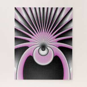 Puzzle Art Abstrait moderne Fractal rose Gris noir