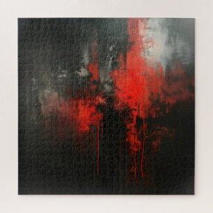Puzzle Art Abstrait noir rouge