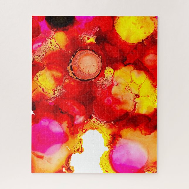 Puzzle Art Abstrait rose jaune rouge et rose (Vertical)