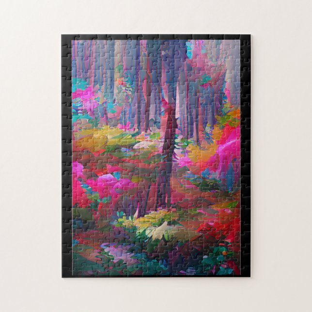 Puzzle Art abstrait vibrant de forêt  (Vertical)