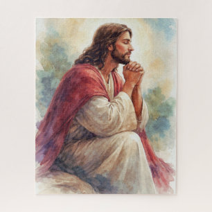 Puzzle Art aquarelle Jésus en prière Foi chrétienne