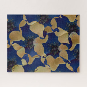 Puzzle Art beige et bleu couleur motif floral/fleur