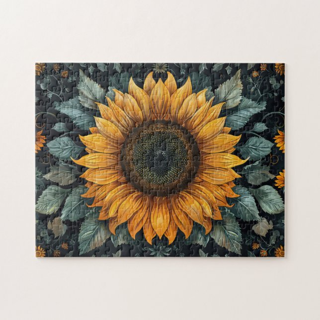 Puzzle Art botanique complexe du tournesol (Horizontal)