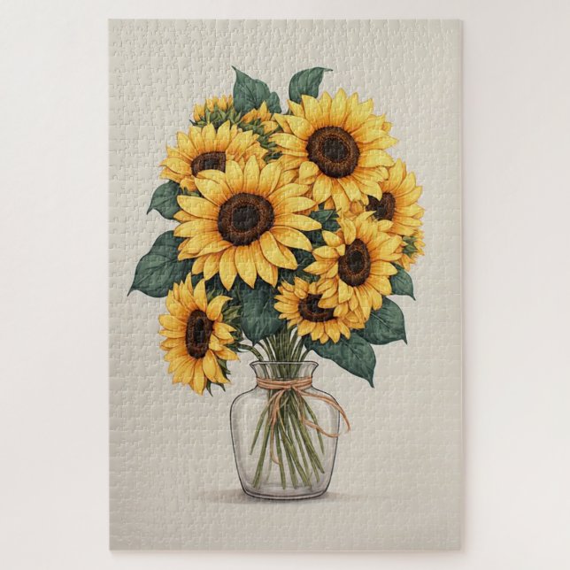 Puzzle Art botanique de la fleur sauvage tournesol (Vertical)