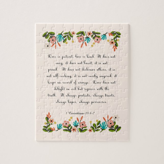 Puzzle Art chrétien frais - 13:4 de Corinthiens - 7 (Vertical)