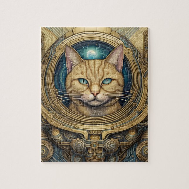 Puzzle Art cyberpunk astronaute de chat (Vertical)