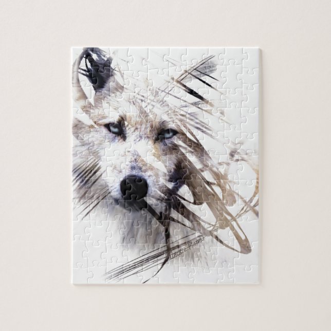 Puzzle Art d'animal de loups de loup blanc (Vertical)