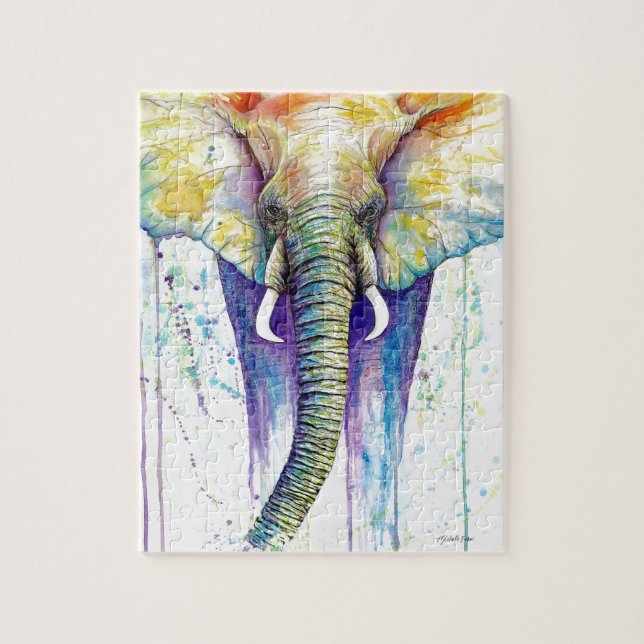 Puzzle Art d'aquarelle d'éléphant (Vertical)