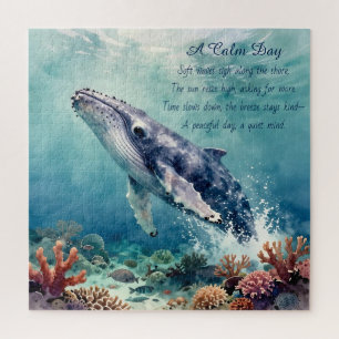 Puzzle Art de baleine bleue océanique aquarelle côtier