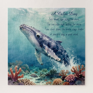 Puzzle Art de baleine bleue océanique aquarelle côtier
