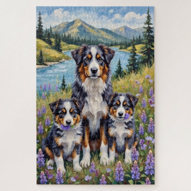 Puzzle Art de Berger Australien Prairie de Lupins (Vertical)