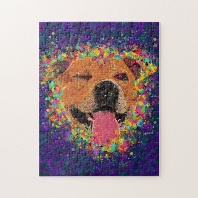 Puzzle Art de bruit heureux de pitbull (Vertical)