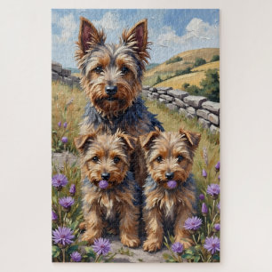 Puzzle Art de Cairn Terrier sur champ de bruyère
