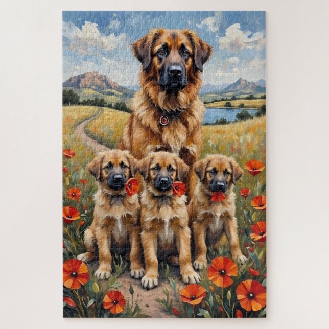 Puzzle Art de champ de coquelicots avec berger anatolien (Vertical)