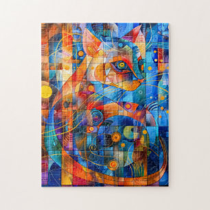 Puzzle Art de chat cosmique avec fond stellaire